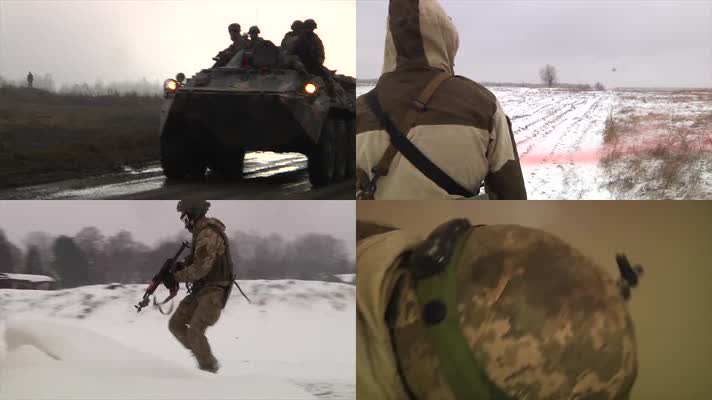 乌克兰士兵与美军冬季实战训练