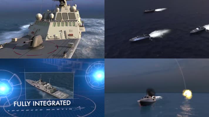 大海军舰地对地导弹发射军事战争3D动画