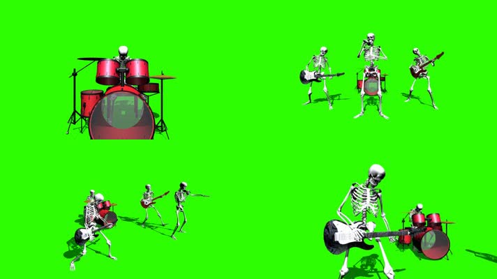 绿屏骷髅乐队抠图素材