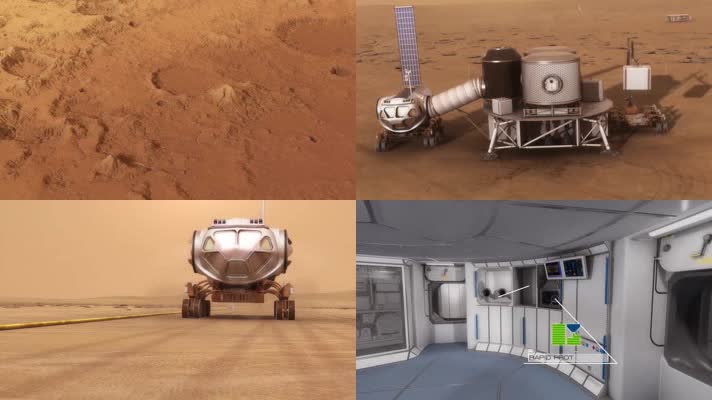 火星探测火星车科幻未来三维动画