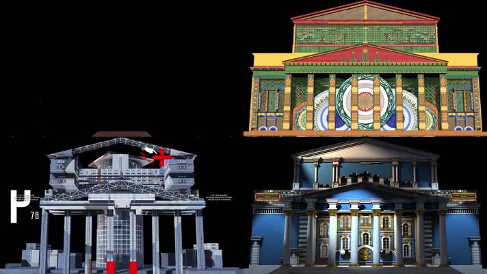 大剧院建筑变幻3D全息投影视频素材