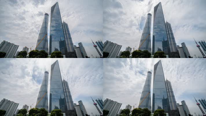 上海写字楼 延时拍摄 仰拍高楼  