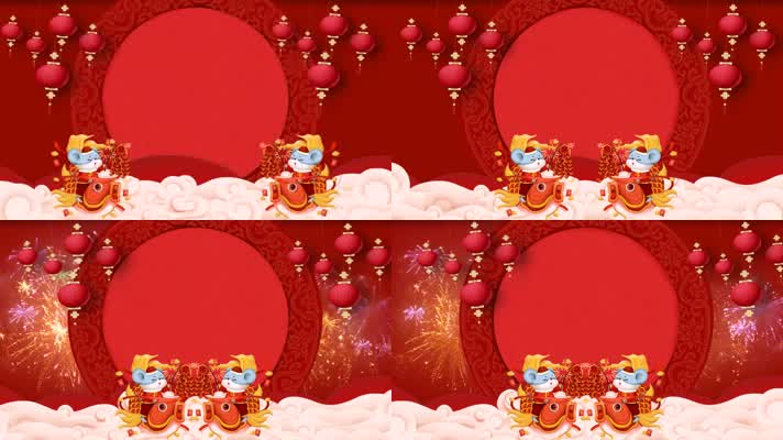红色中国风鼠年春节拜年新年祝福AE视频模板