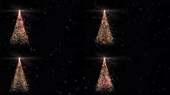 4K超清彩色粒子圣诞树背景10