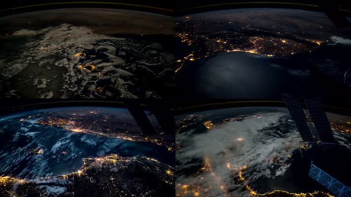 卫星航拍地球夜景