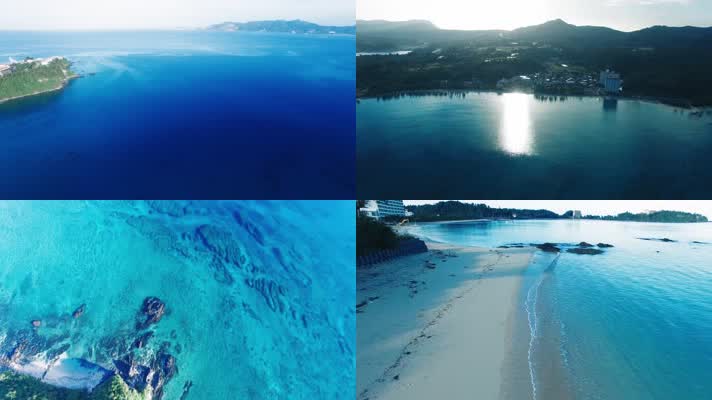 4K航拍冲绳凯斯海滩大海风景旅游宣传片素材