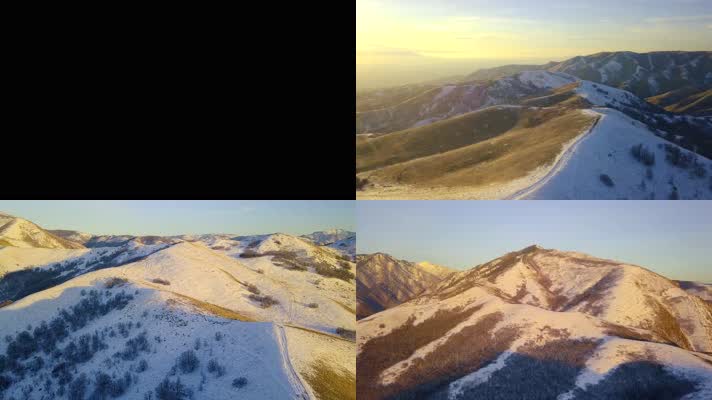 4K盐湖城双子峰冬季雪景航拍