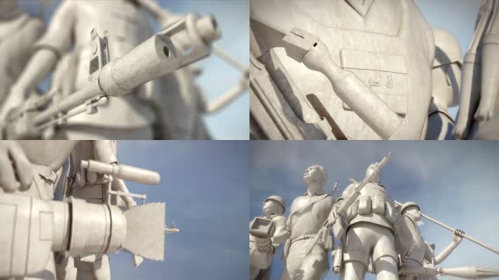 军人雕像雕塑英雄雕像3D动画