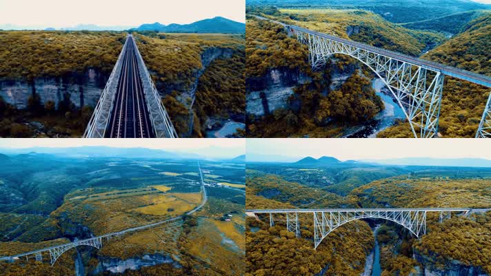 大峡谷铁路大桥4K航拍