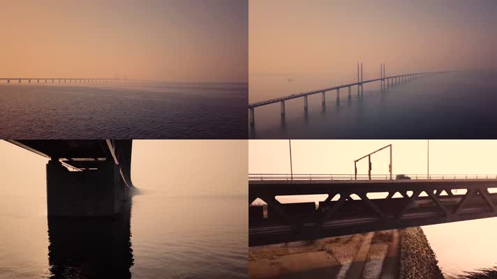 丹麦至瑞典跨海大桥4K航拍