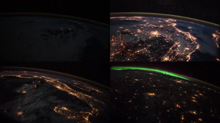 外太空航拍地球夜景城市夜晚灯光