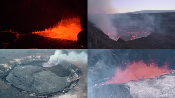 4K火山喷发岩浆熔岩流熔岩湖实拍