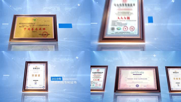 干净简洁企业证书荣誉奖牌专利展示