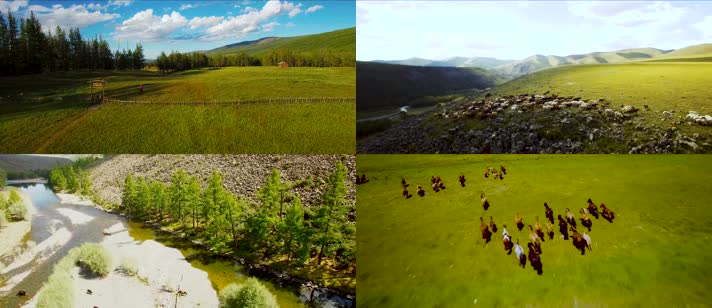 蒙古大草原4K航拍旅游宣传片素材