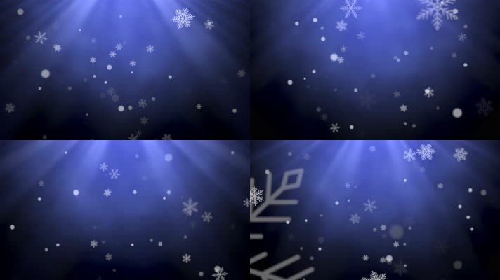 4K超清圣诞节蓝色雪花背景