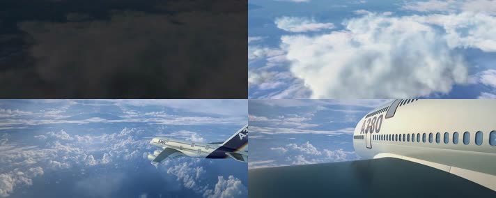 9.飞机飞行飞机转场镜头蓝天白云声音