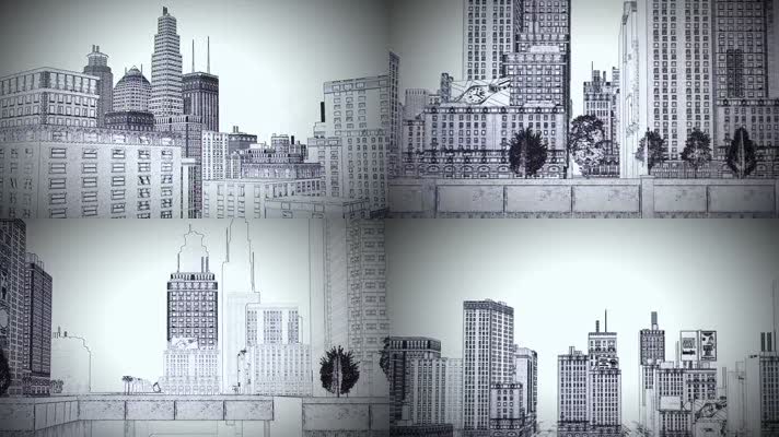 黑白城市动画