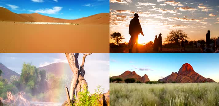 4K纳米比亚非洲大草原自然风光旅游观光