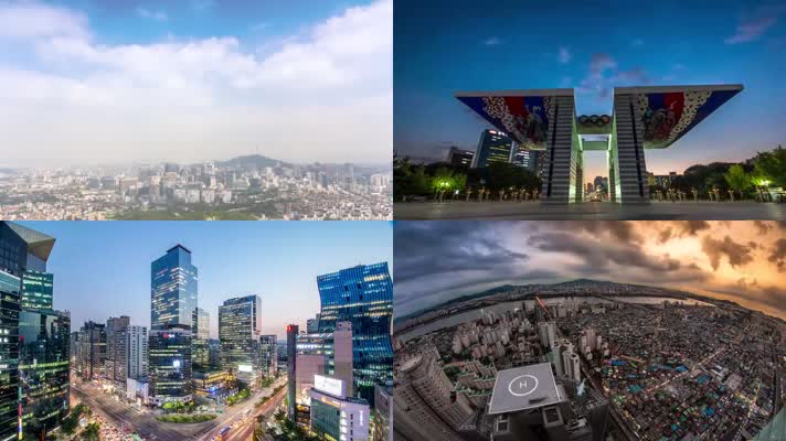 韩国首尔汉城城市风光延时拍摄