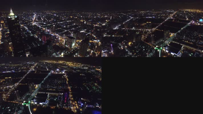 繁华大都市夜晚城市夜景灯光4K航拍