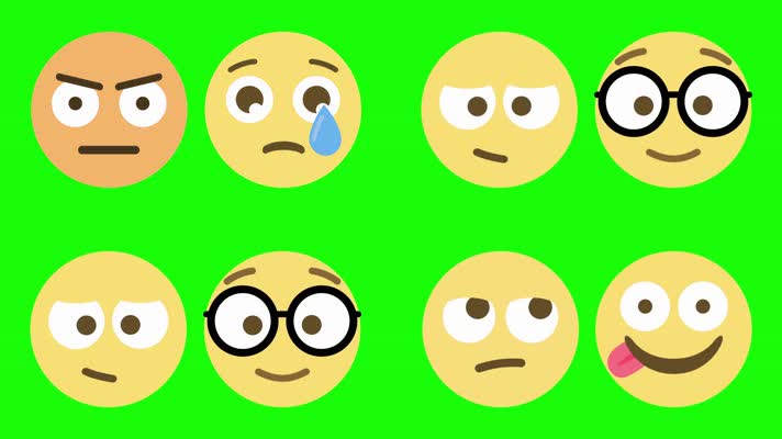 8组可爱卡通表情动画绿屏抠像