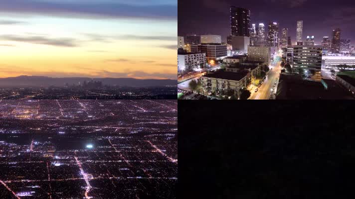 洛杉矶城市夜景灯光超极月亮企业宣传片素材