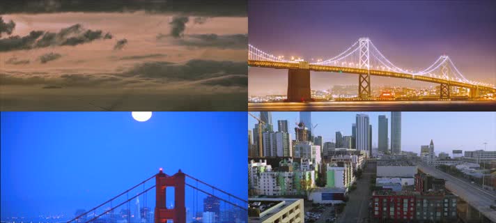 4k航拍美国旧金山城市交通建筑海滨自然日出