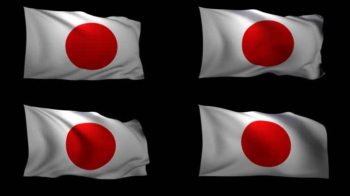 日本国旗 动画黑背景 抠图  