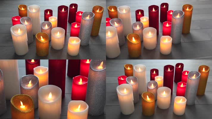 唯美浪漫的彩色蜡烛烛光
