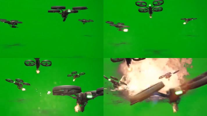 绿幕视频素材无人机攻击