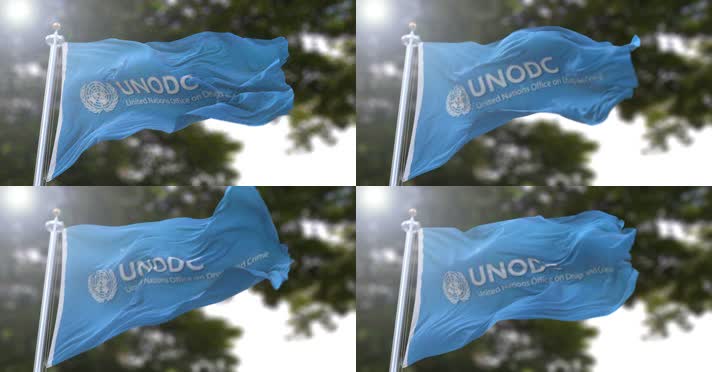 【4K】联合国毒品和犯罪问题办公室旗帜