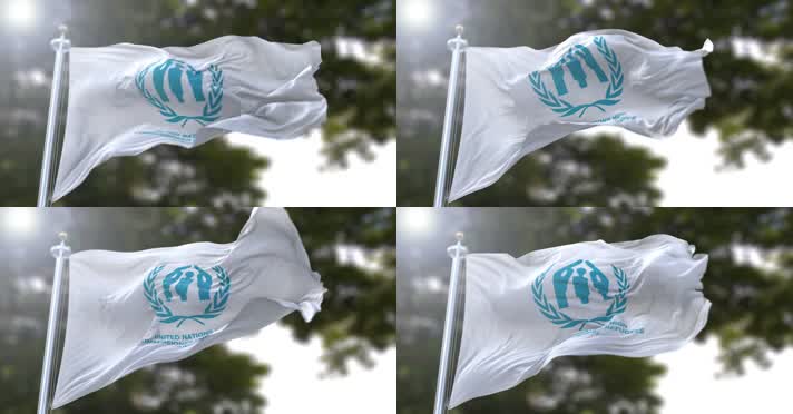 【4K】联合国难民事务高级专员公署旗帜A