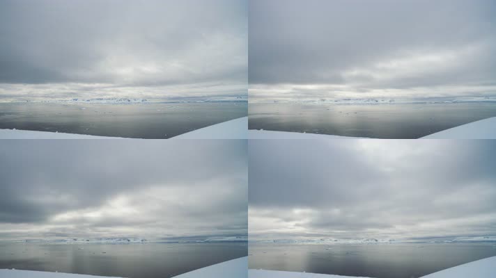 南极岛上海面浮冰乌云延时