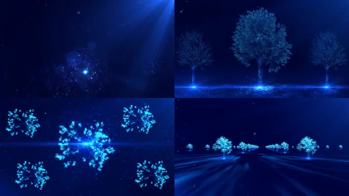 唯美蓝色光线粒子树LED视频素材