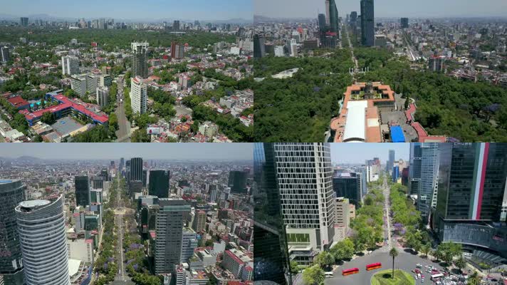 4K大气航拍墨西哥城市景观