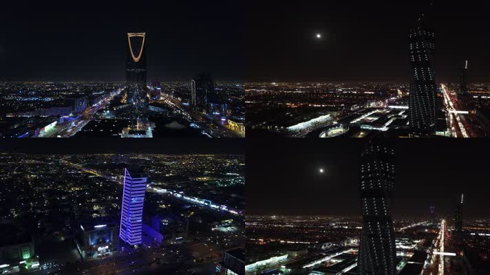4K实拍利雅得城市夜景沙特阿拉伯首都风光