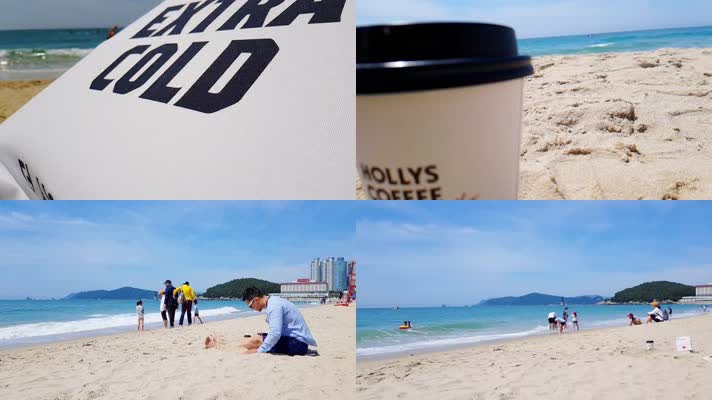 韩国釜山海恩达海滩休闲度假旅游4K实拍