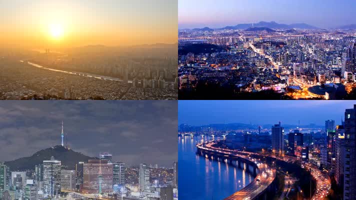 韩国首尔城市风光延时拍摄旅游宣传素材包