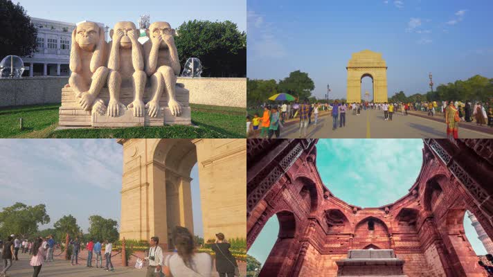 印度新德里城市风光旅游宣传4K实拍