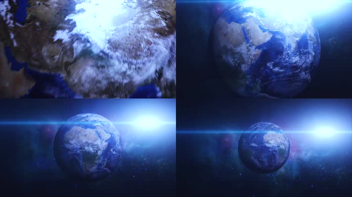 地球由近及远蓝色科技栏目包装科技背景