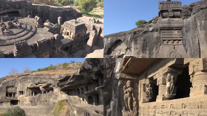 4K印度古埃洛拉石窟旅游实拍