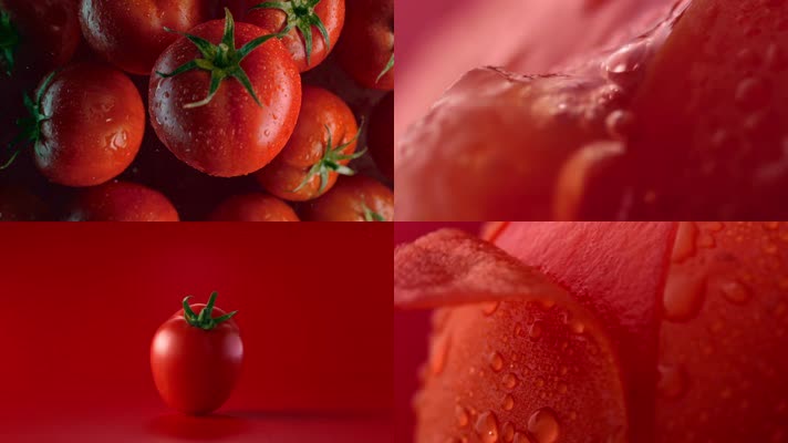 西红柿番茄切块榨汁番茄酱