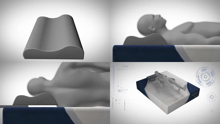 理疗枕头理疗床治疗人体三维动画