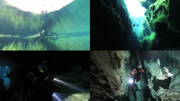 海底水下洞穴潜水探险