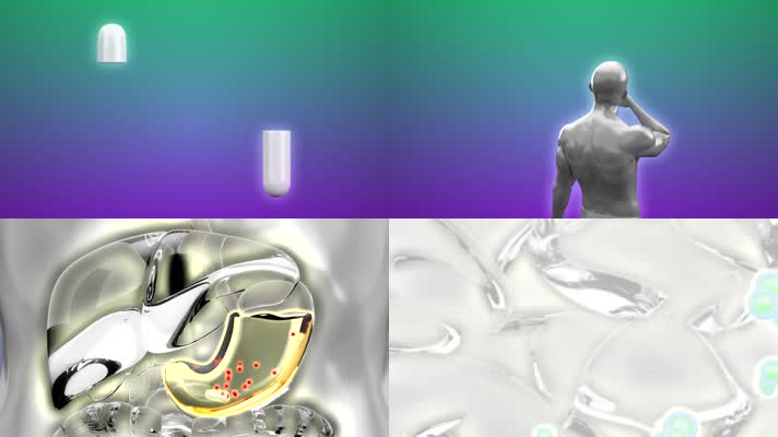 胶囊药物分子人体吸收疾病治疗医学三维动画