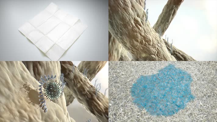 纸巾细菌3D动画健康卫生