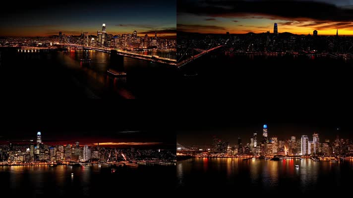 大气航拍美国纽约城市夜景