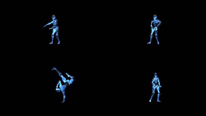 酷炫机器人跳舞动作视频通道素材