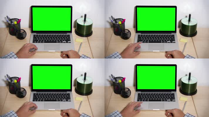 笔记本电脑绿屏 展示笔记本电脑  