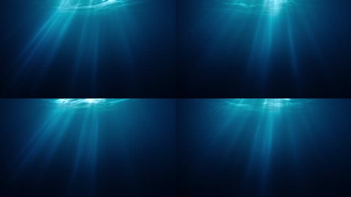 蓝色水底光线照射水面